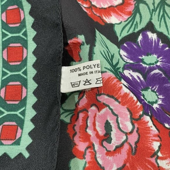 Vintage Handkerchief Hankie Bandana 30x30” Big Square Italy Flower Spring Summer - Picture 10 of 10